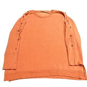 Soft Surroundings XL‎ Sweatshirt Top Pink Peach Open Sleeves Long Sleeve Gold